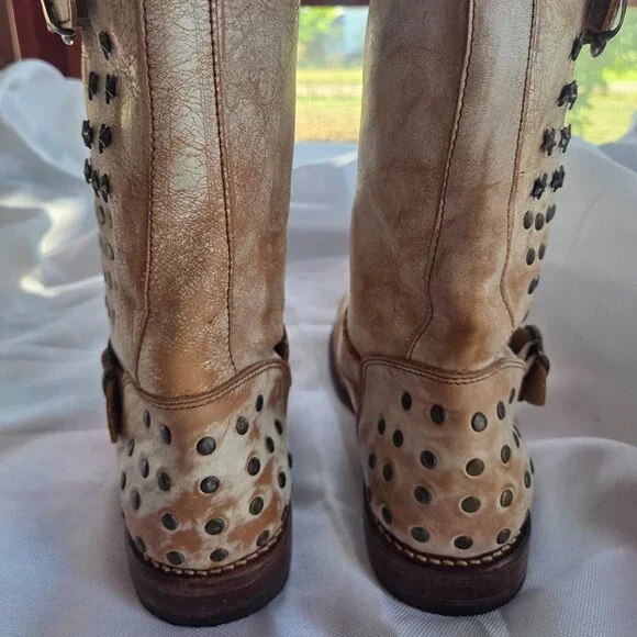 BedStu Whacky II Studded Cream & Tan Leather Boots, EU 39, best for US 8.5 - 9 - Picture 5 of 5